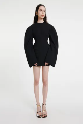 Grace Soft Rounded Sleeve Tailored Mini Dress Black