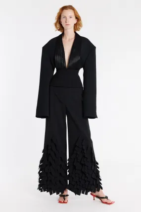 LightweightDesign Active Tee Cummerbund Collar Tuxedo Top Black