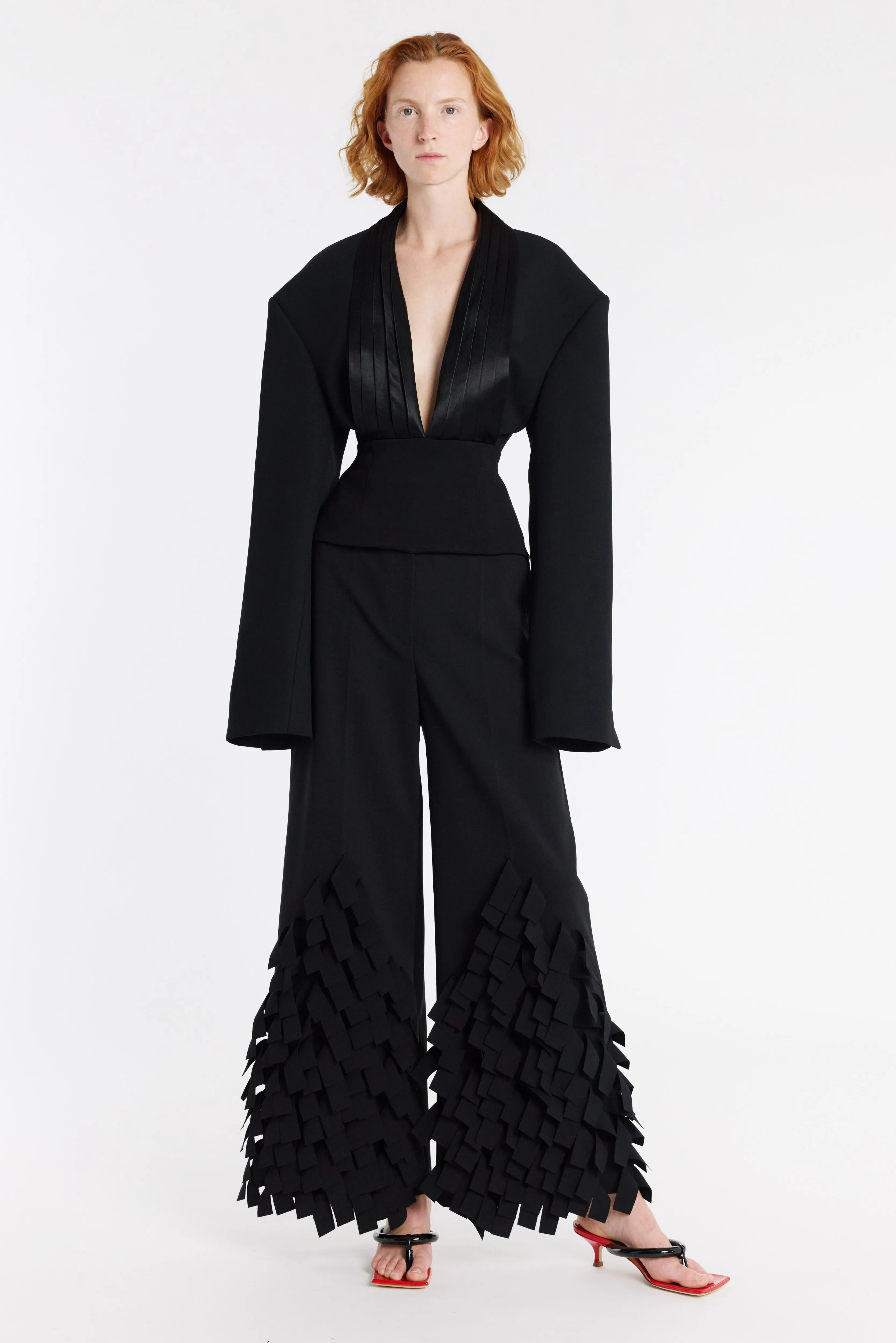 LightweightDesign Active Tee Cummerbund Collar Tuxedo Top Black