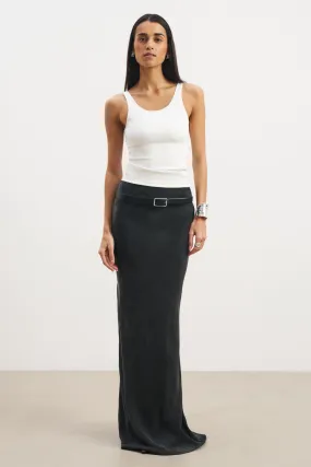 Cupro Bias-Cut Maxi Skirt - Black Soft Tones Simple Layer
