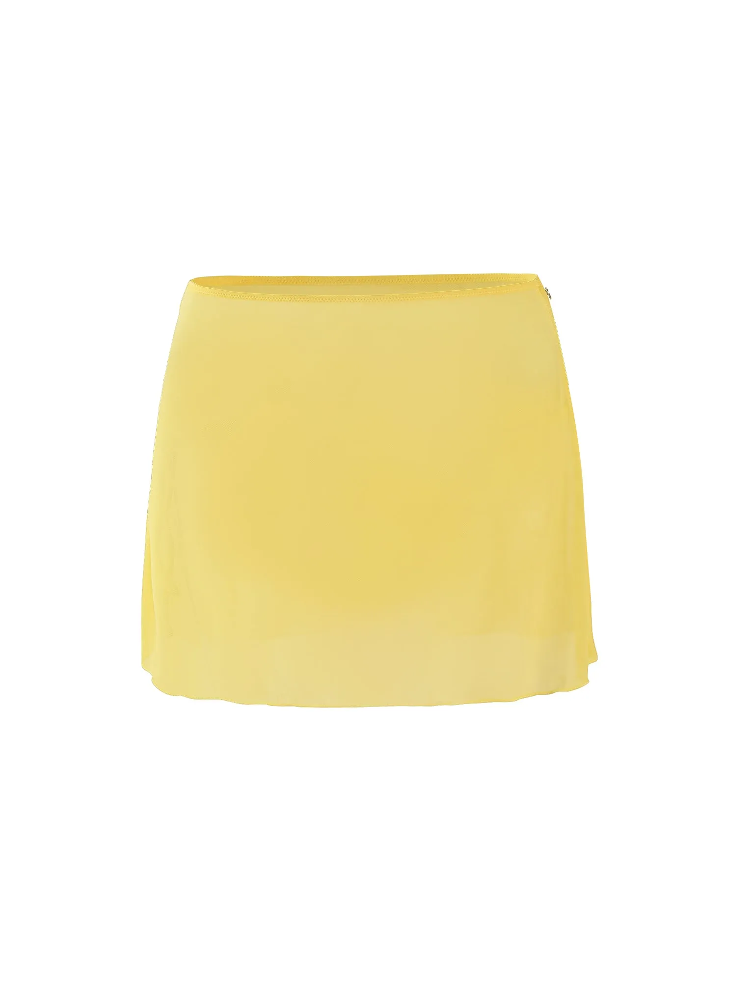 Laser Cut Edges Secure Zipper Closures CYNTHIA MINI MESH SKIRT - YELLOW : PALE YELLOW