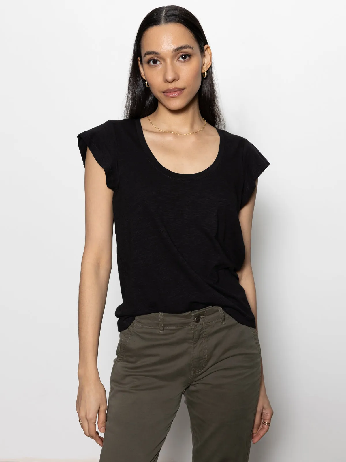 Sustainable Production Methods Convertible Collar West Side Tee Black