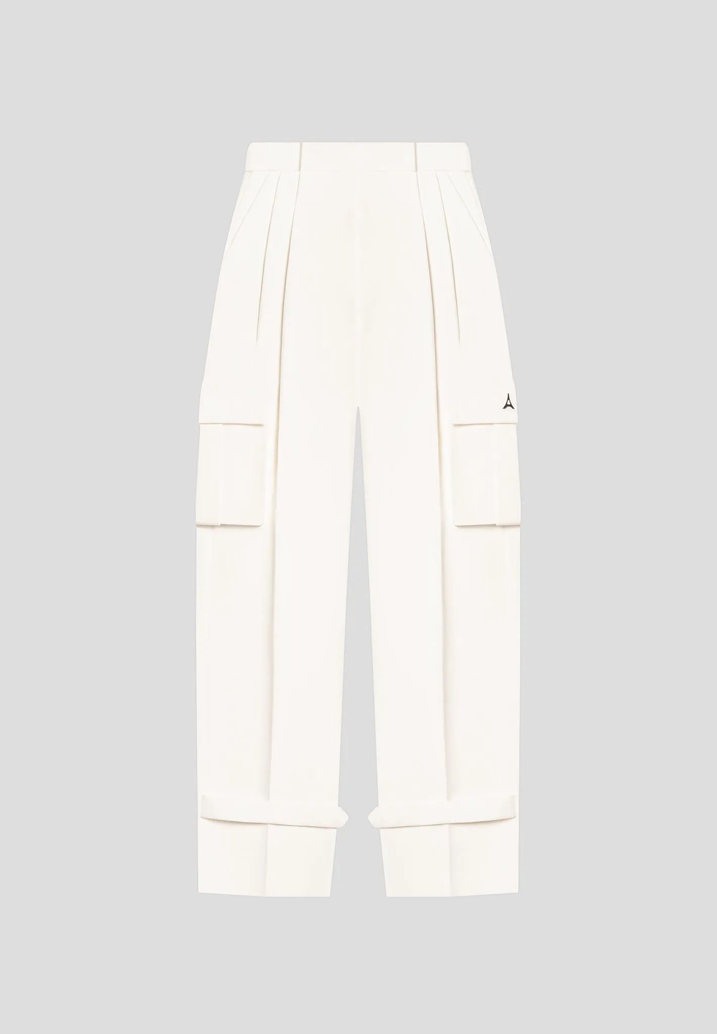 Danielle - Tailored Pleated Cargo Trousers - Cream Polished Tailoring