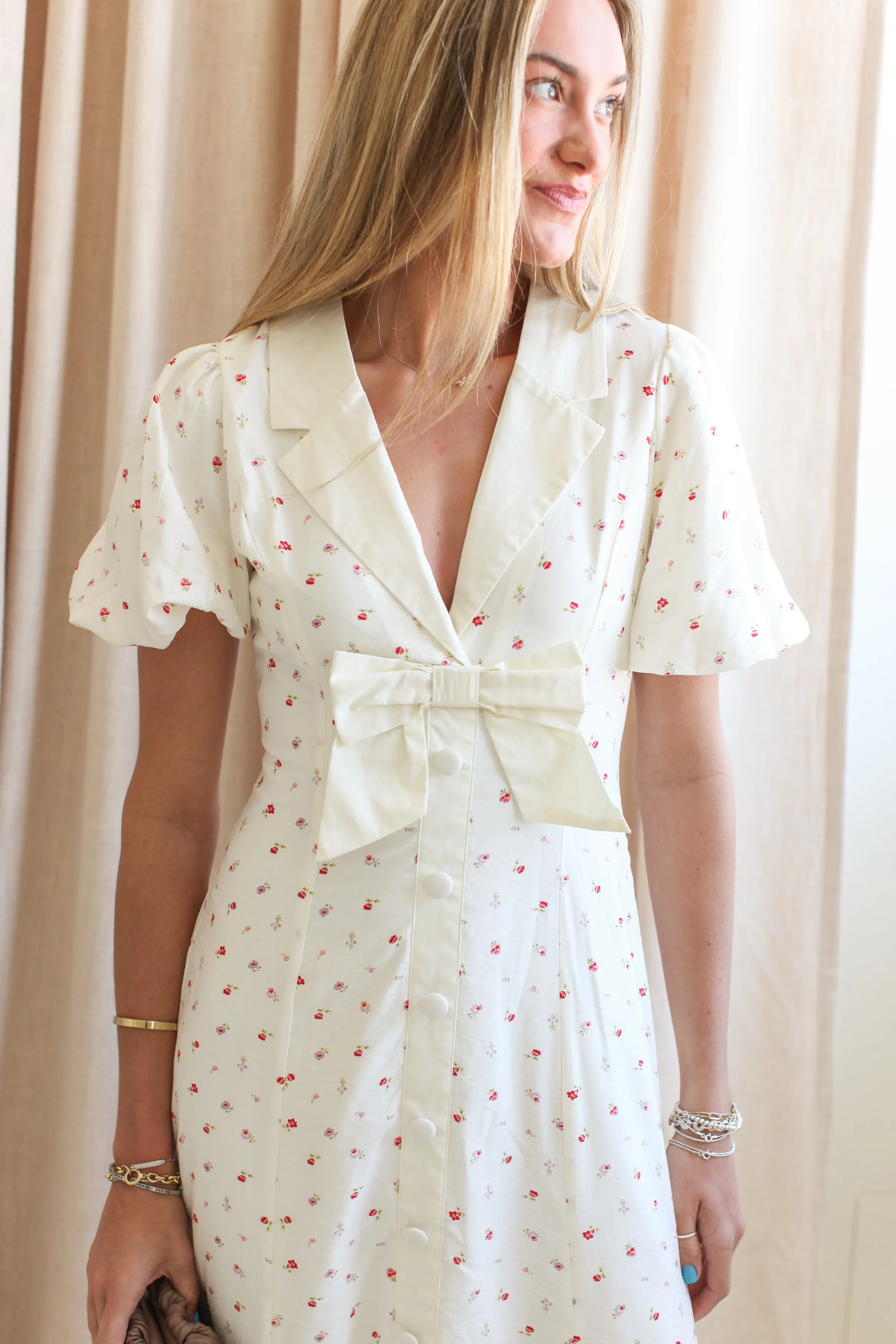 Daphne Bow Midi Dress Applique-Detail Relax Mode