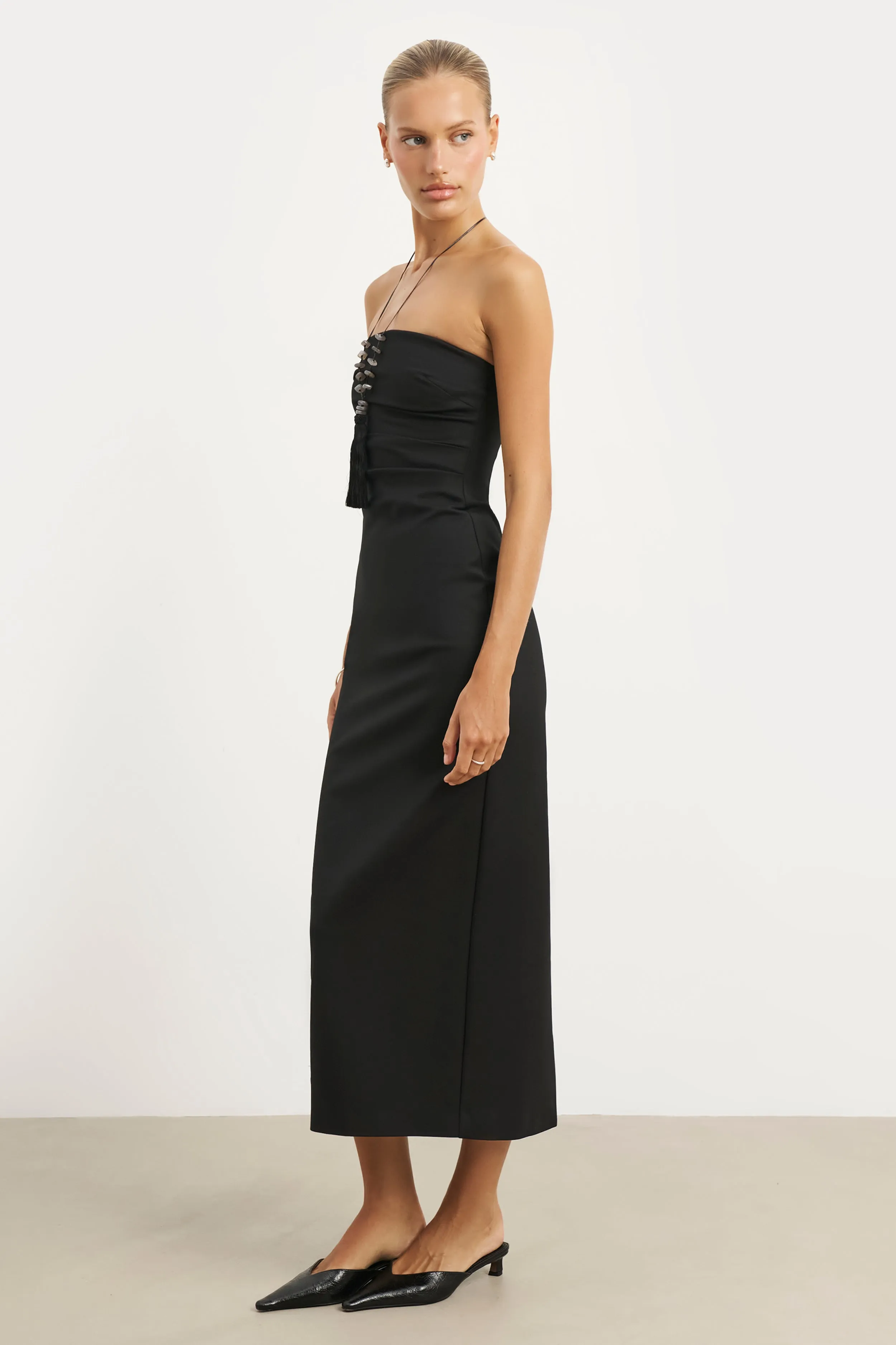 Strapless Ruched Midaxi Dress - Black Fair-Trade Relaxed Fit