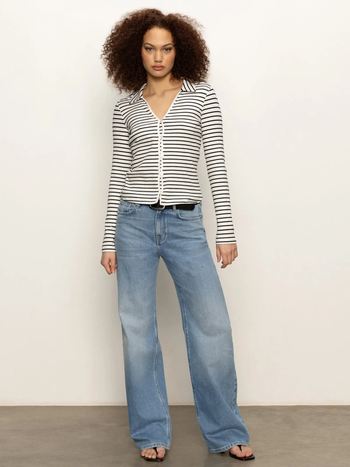 Daydreamer Knit Shirt Chalk / Black Stripe Non Slip Waistband