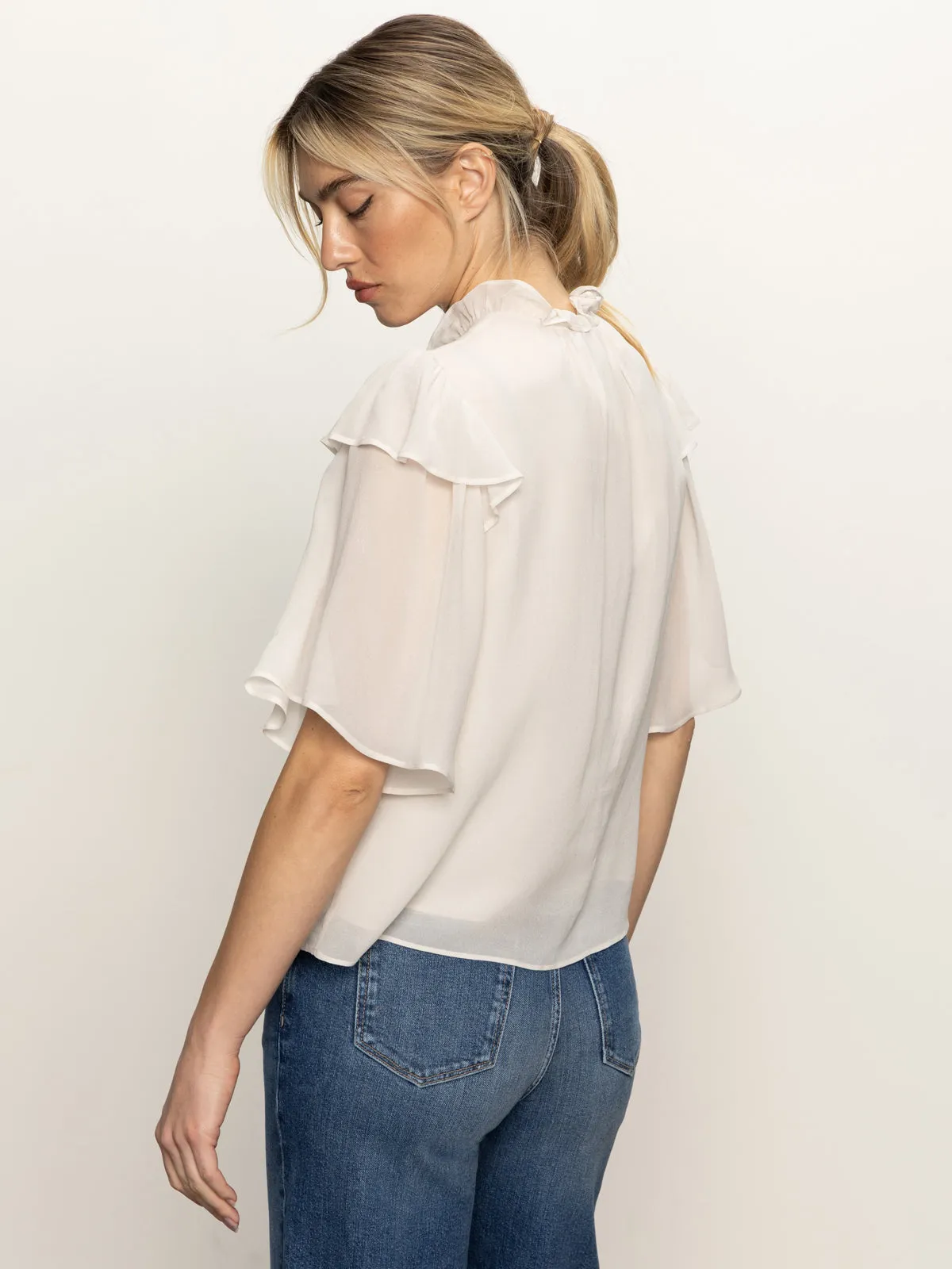 Deja Vu Blouse Light Oat Raw Edge Hem