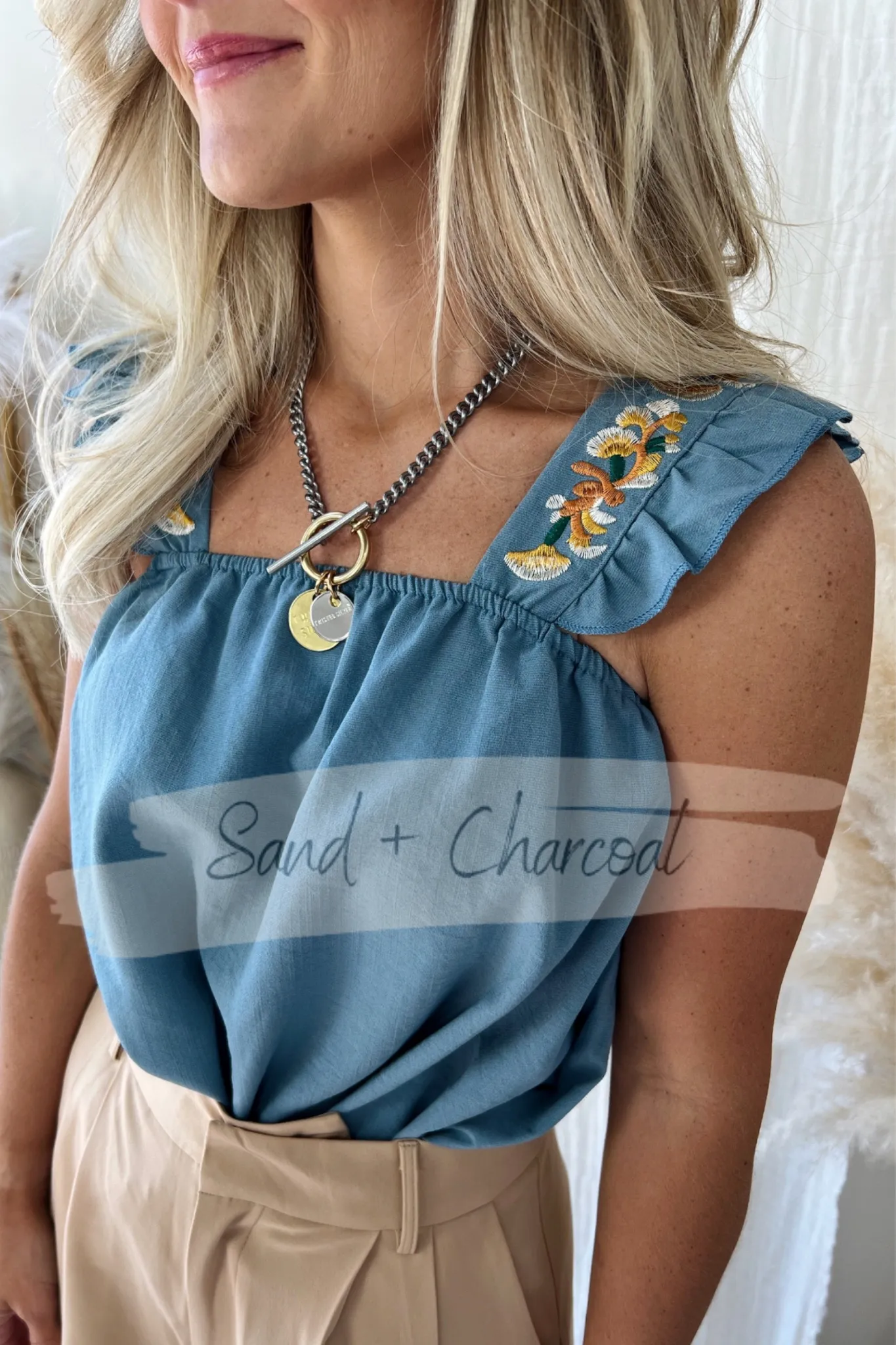 hypoallergenic material Comfy Cardigan Delaney Embroidered Tank - FINAL SALE