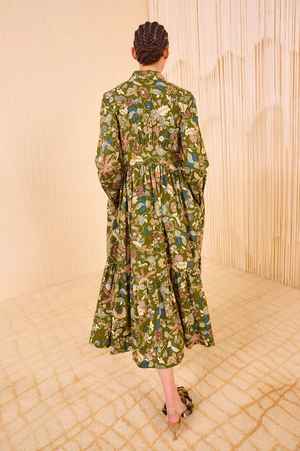 Love Glow Slim Silhouette Ulla Johnson Eryn Long Sleeve Midi Dress - Lichen