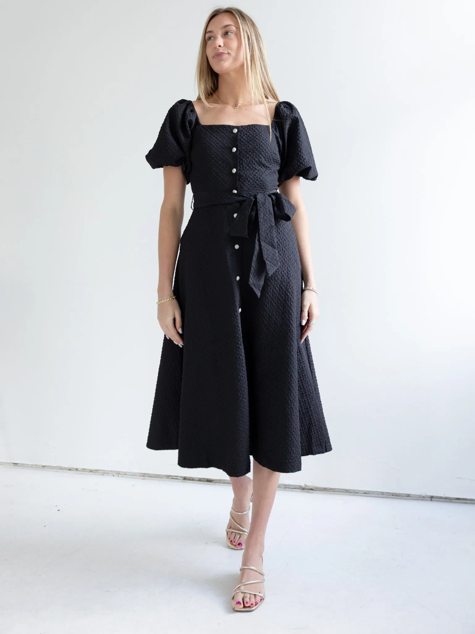 Soft Pleats Functional Fit Camille Midi Dress