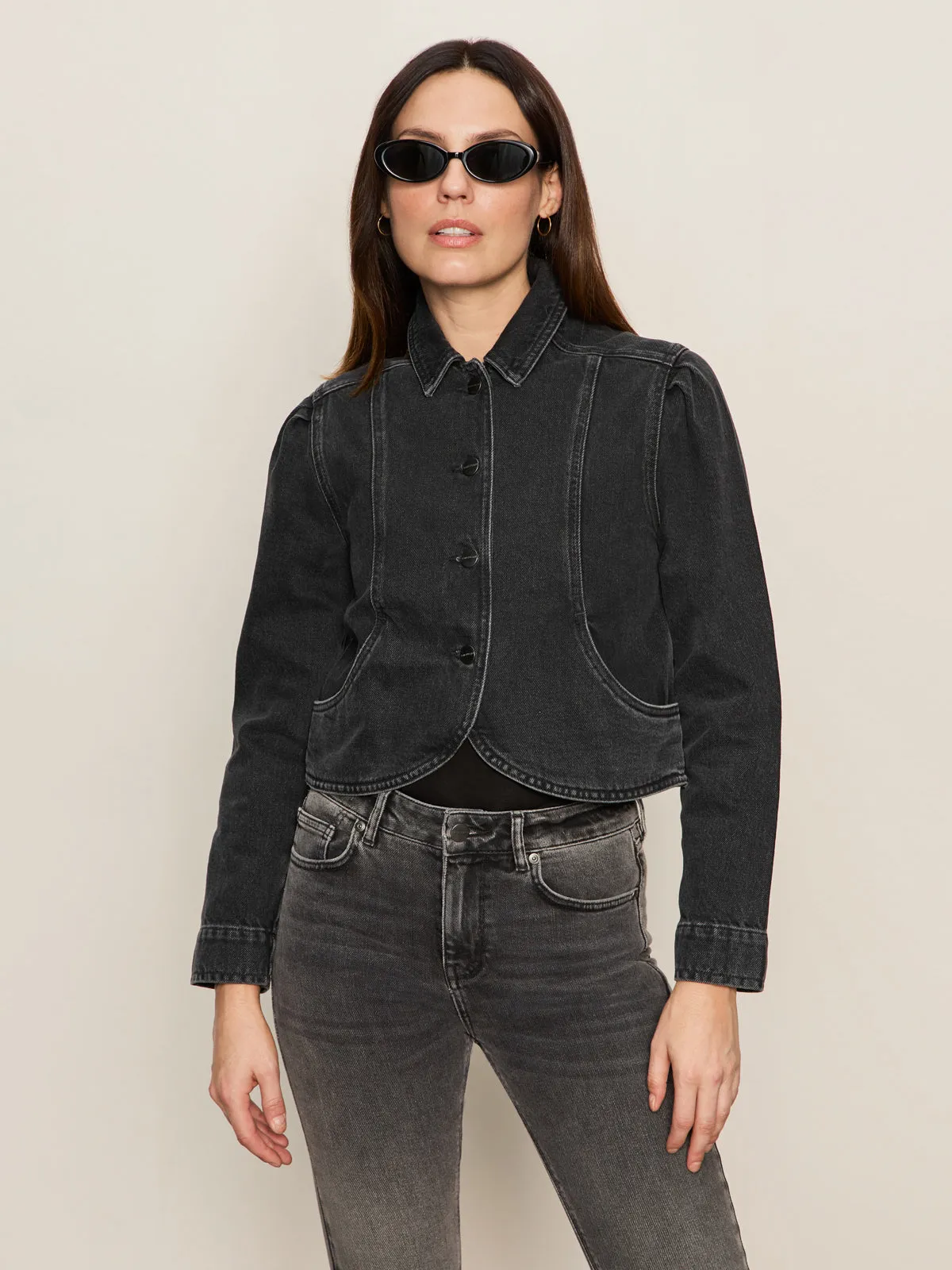 Warning Circumstance Denim Jacket Washed Black Denim
