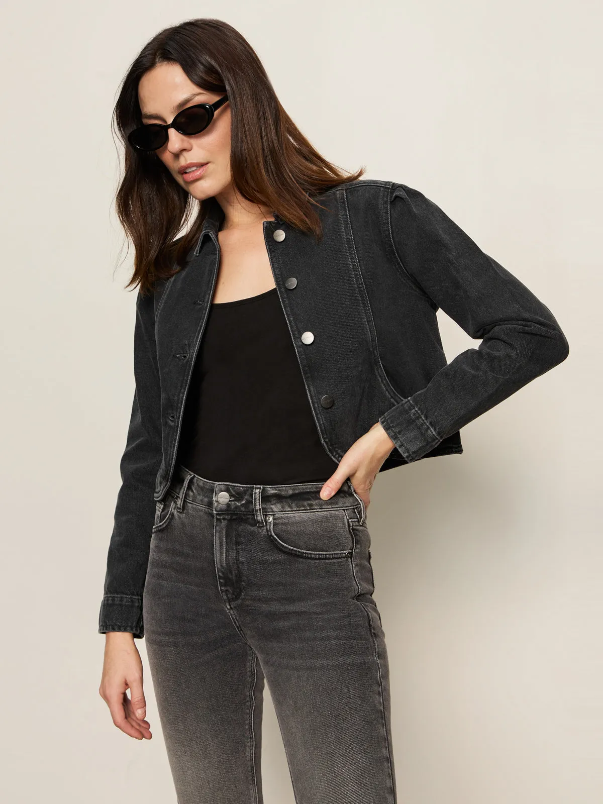 Spring Attire Fashion Routine Denim Jacket Washed Black Denim