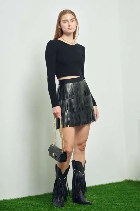 High Visibility Trim SoftTouch Desert Fringe Leather Skirt