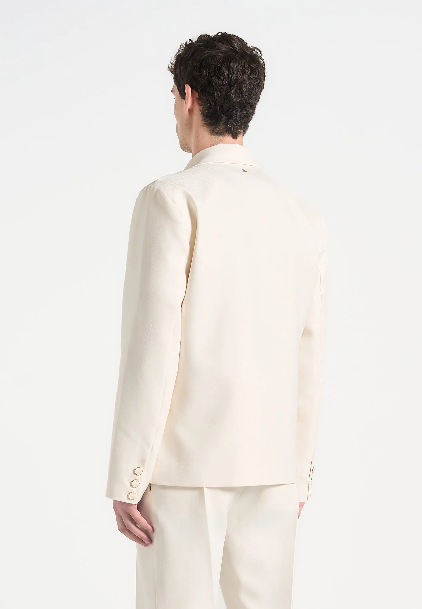 Didier - Double Breasted Tailored Suit Jacket - Cream Timeless Business Fit Sleek Office Wear