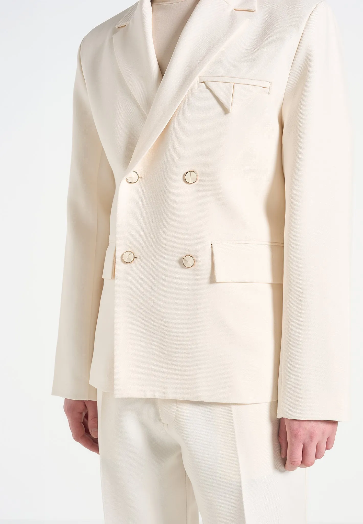 Didier - Double Breasted Tailored Suit Jacket - Cream Refined Layers Wear