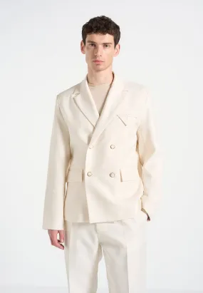 Didier - Double Breasted Tailored Suit Jacket - Cream Elegant Workwear
