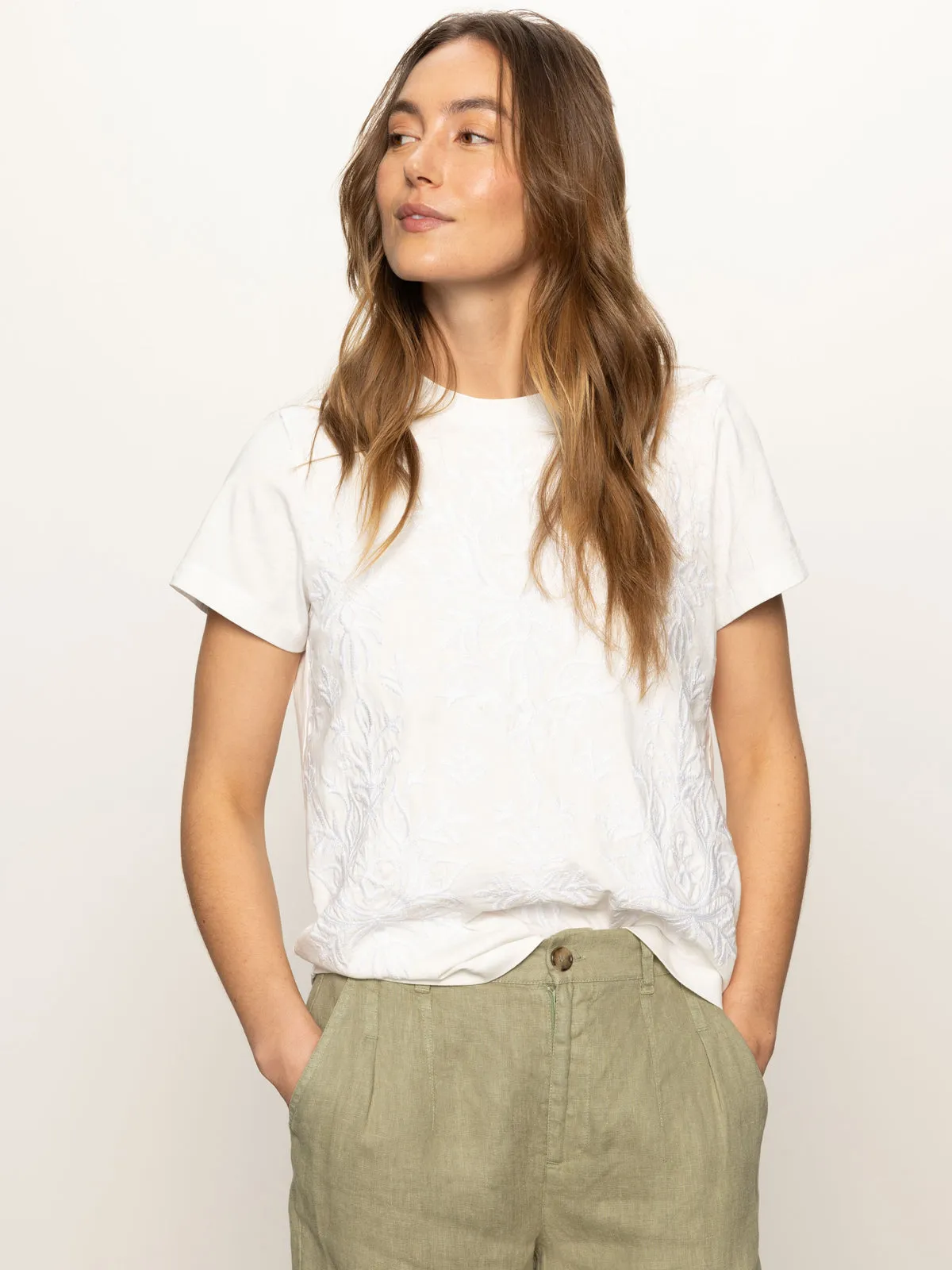 mix and match Chilly Day Wear Embroidered Perfect Tee White