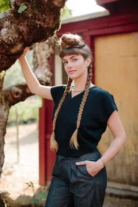 Dolman Top in Black Challis Comfy and Stylish