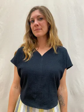 Dolman Top in Black Texture Knit Comfort Comfort Piece