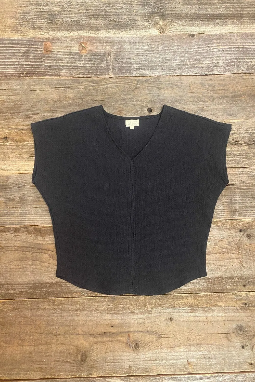 Biodegradable Fiber Options Dolman Top in Black Texture
