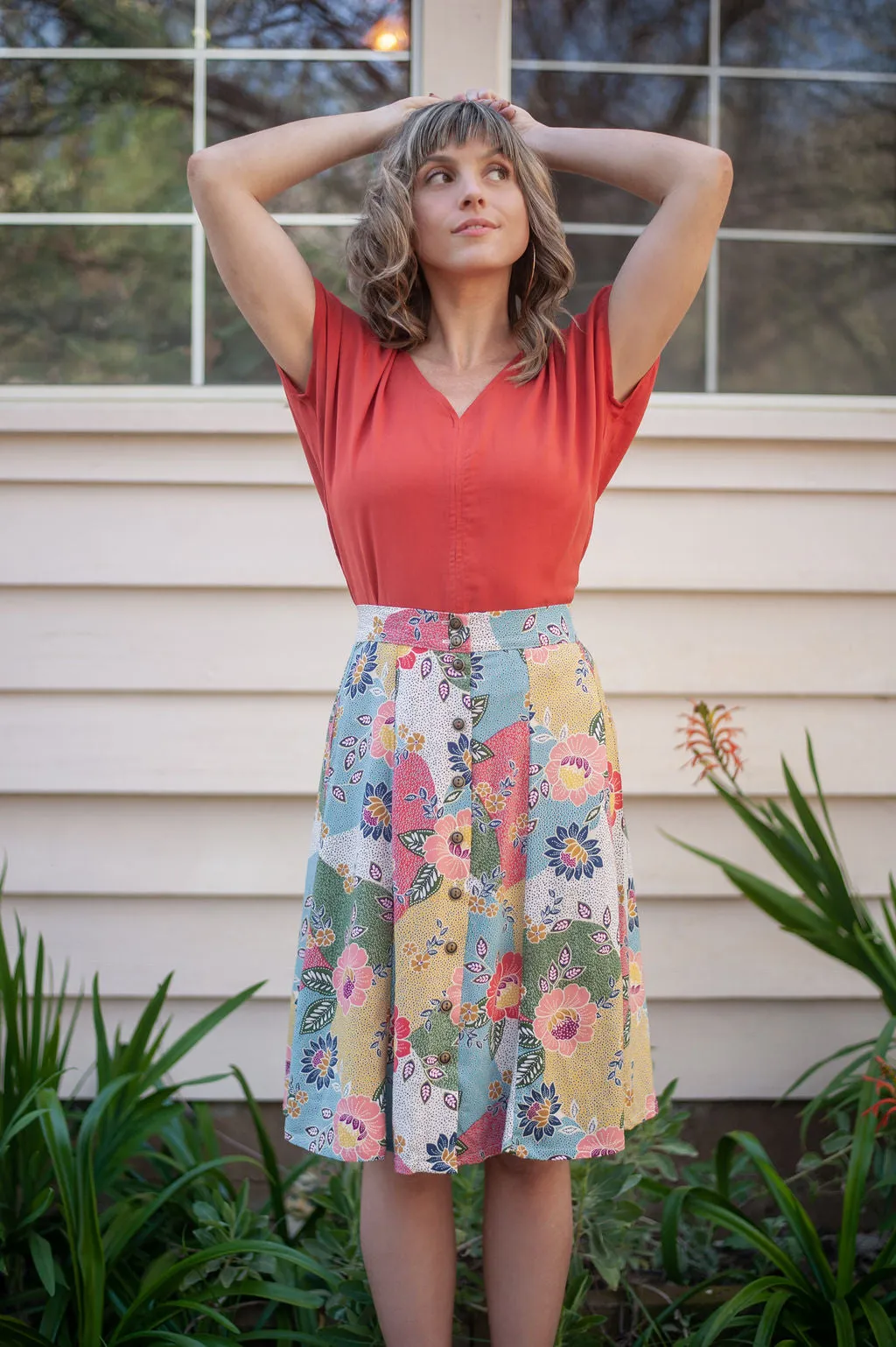 Basic Must-Have Cozy Layering Dolman Top in Coral Challis