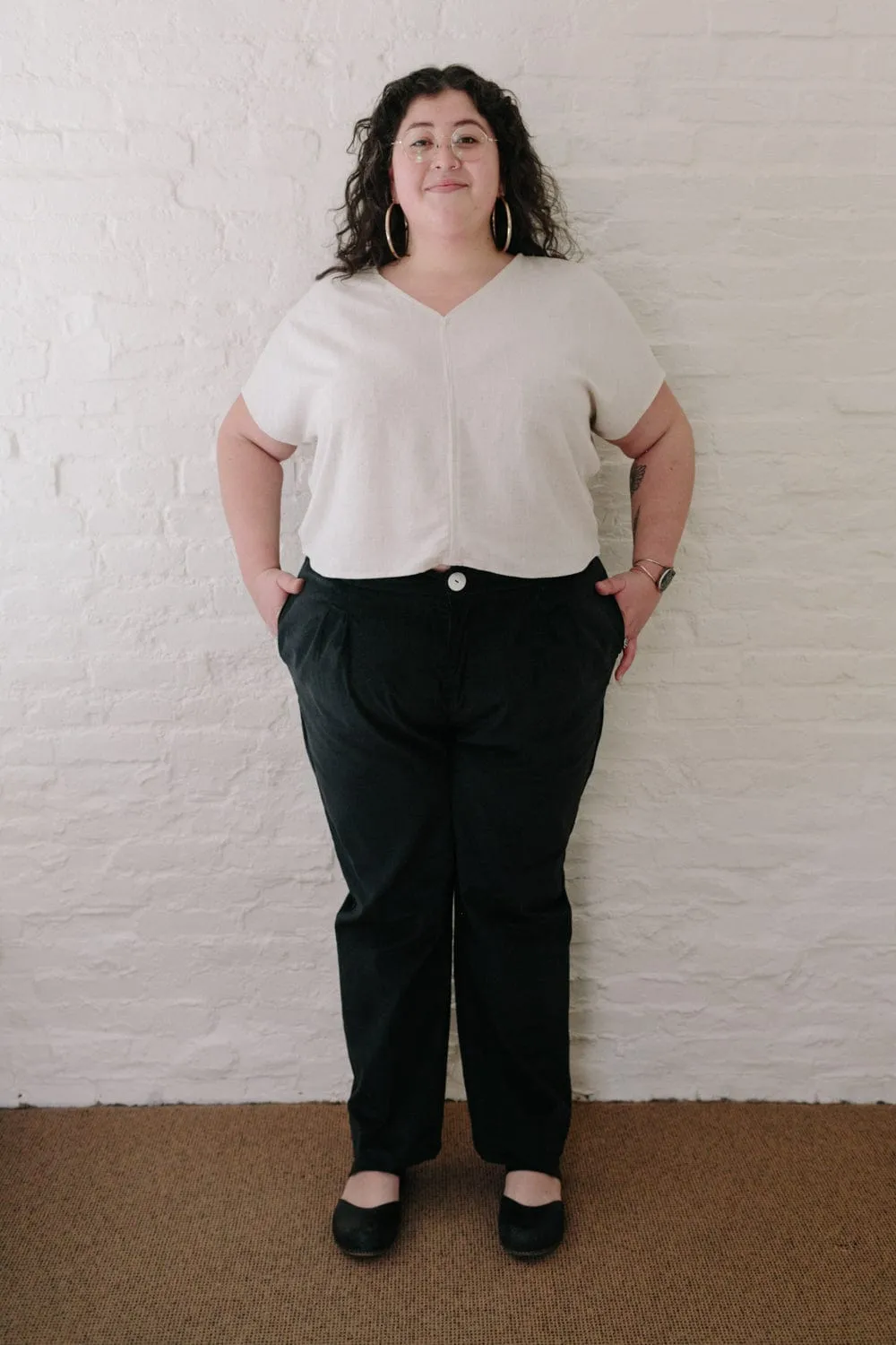 Static Reducing Finish Dolman Top in Oat Linen