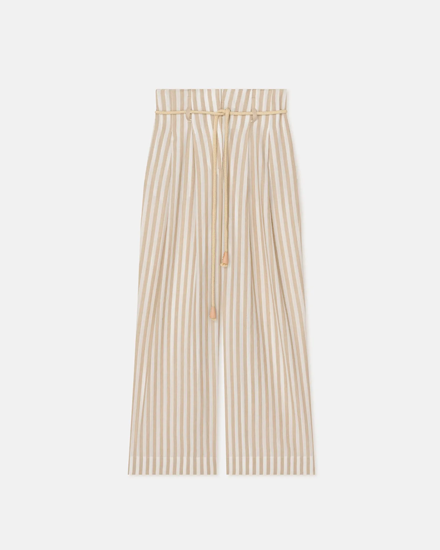 MultiPocketSystem Nevada - Striped Belted Linen Pants - Beige