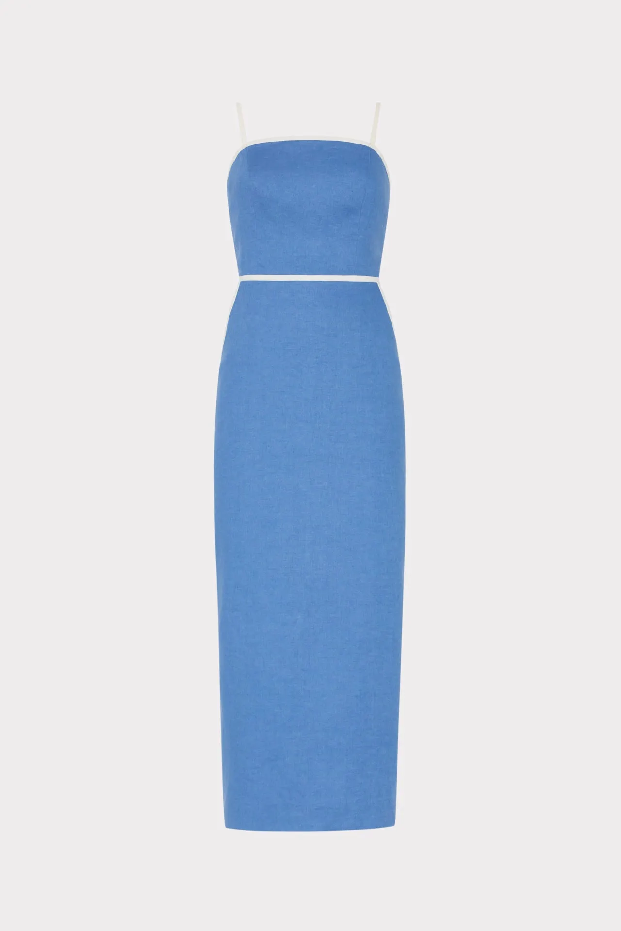 Chilly Weather Wear breathable fabric dress Amara Linen Contrast Midi Dress