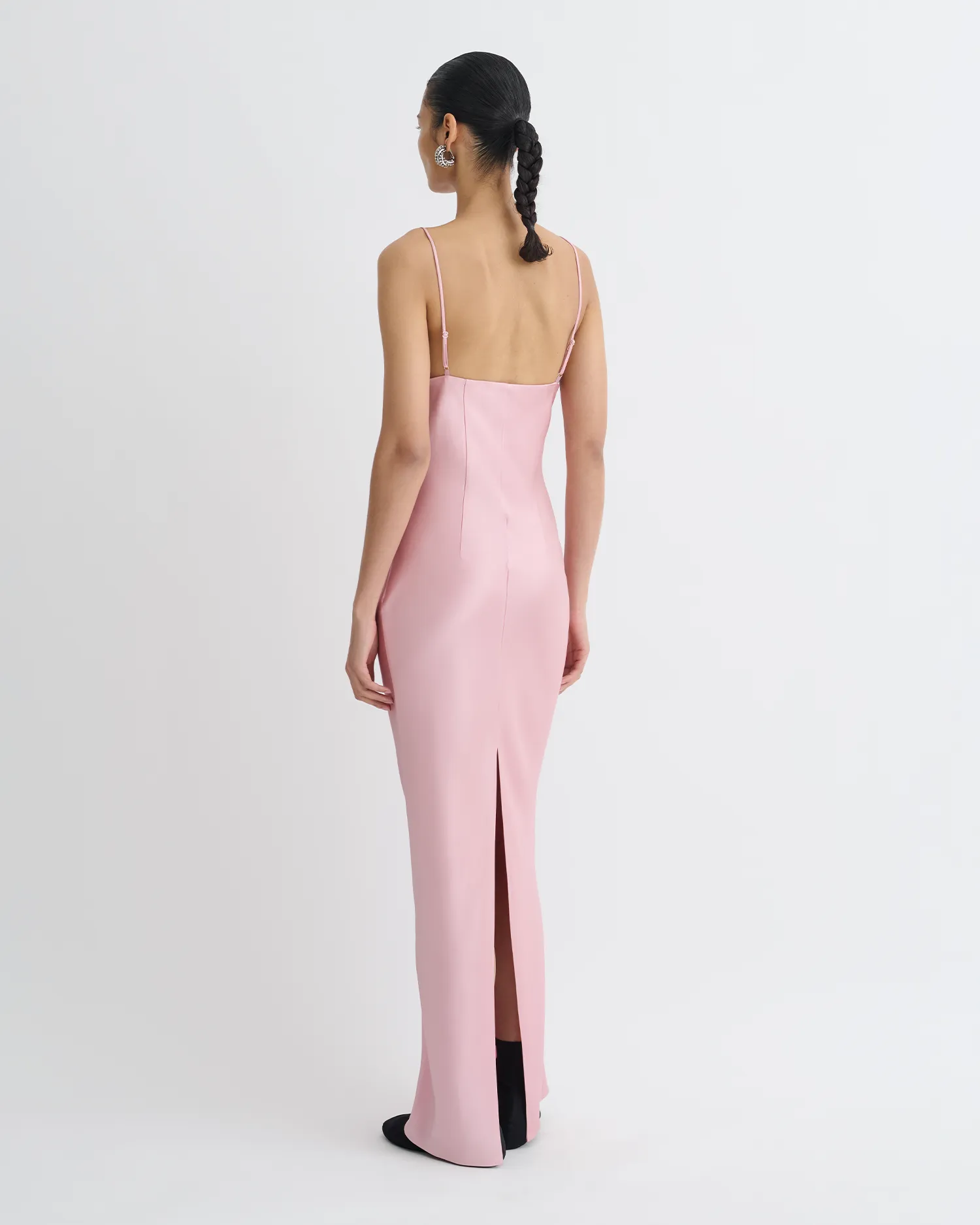 Coeus - Slip Satin Maxi Dress - Pink Recycled Fiber Blend Garment Washed Finish