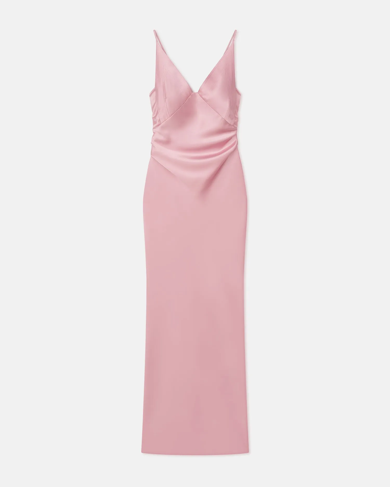 Lightweight Layering Option Coeus - Slip Satin Maxi Dress - Pink