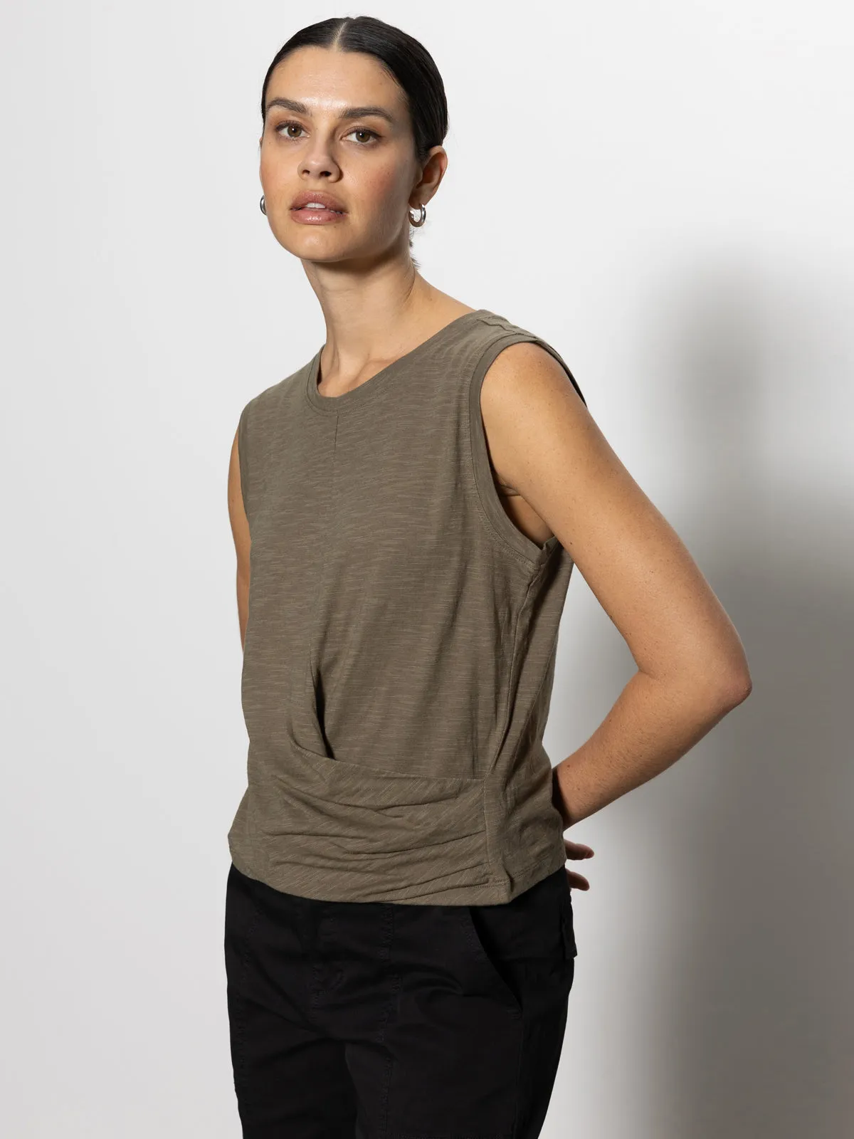 Trendy Wear Trendy All-Day Draped Tank Burnt Olive