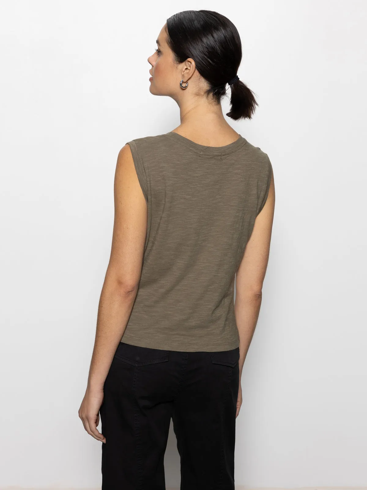 Draped Tank Burnt Olive Eco Conscious Production Casual Essential