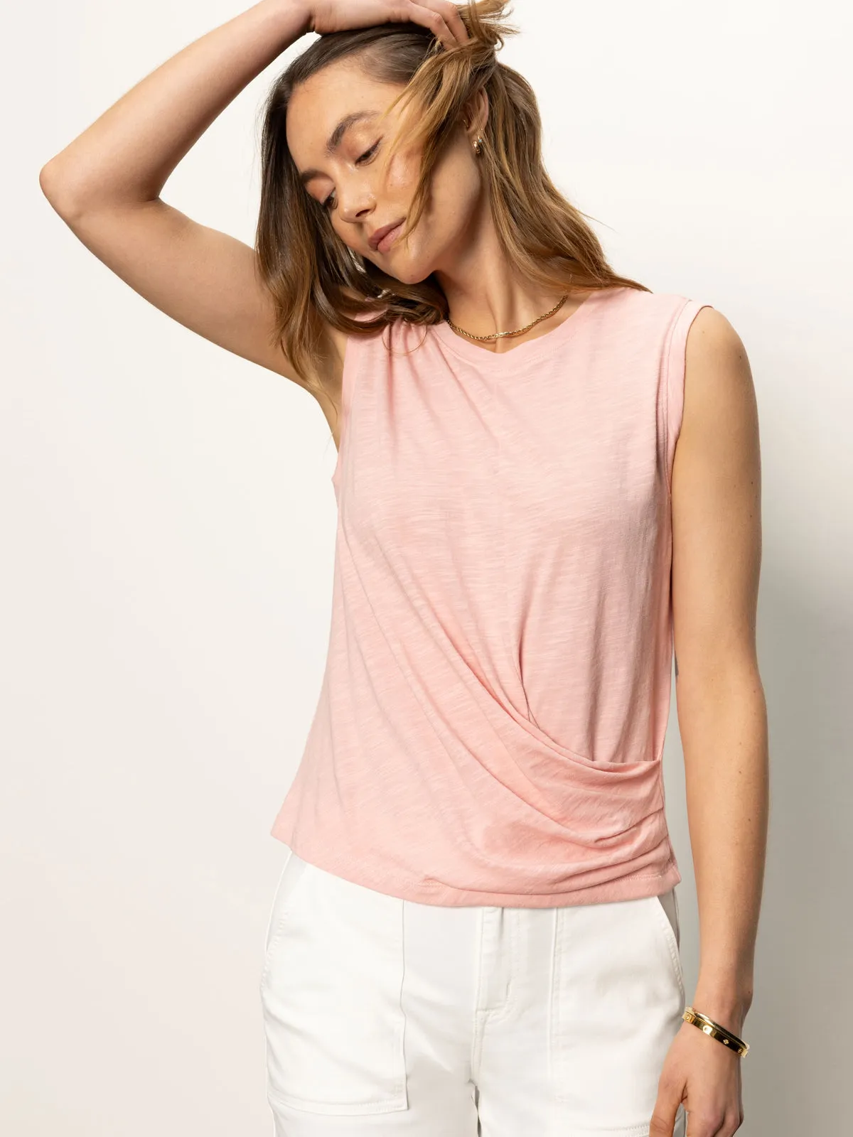 Simple Comfort Draped Tank Cherry Blossom