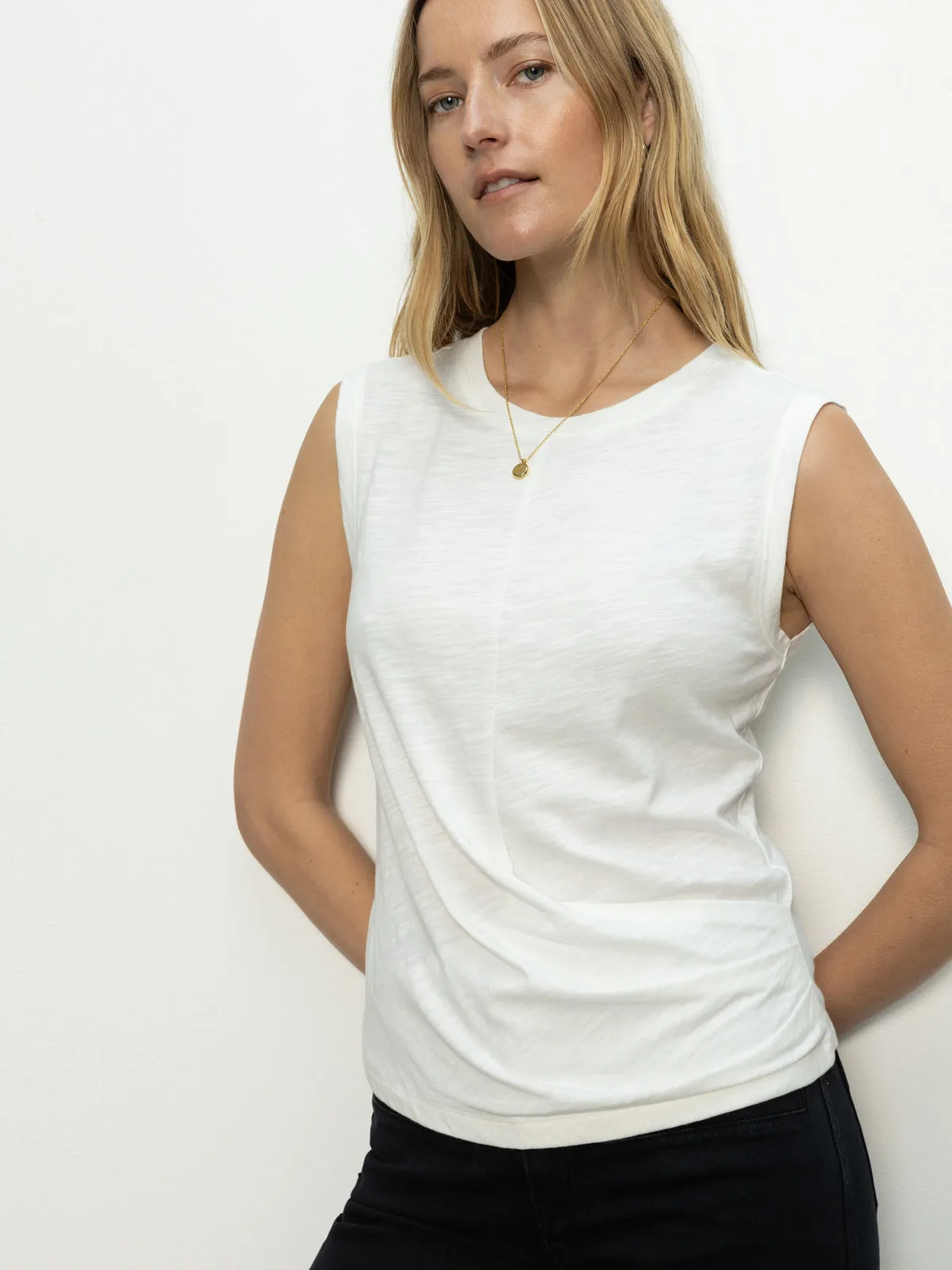 Sun Protection Draped Tank White