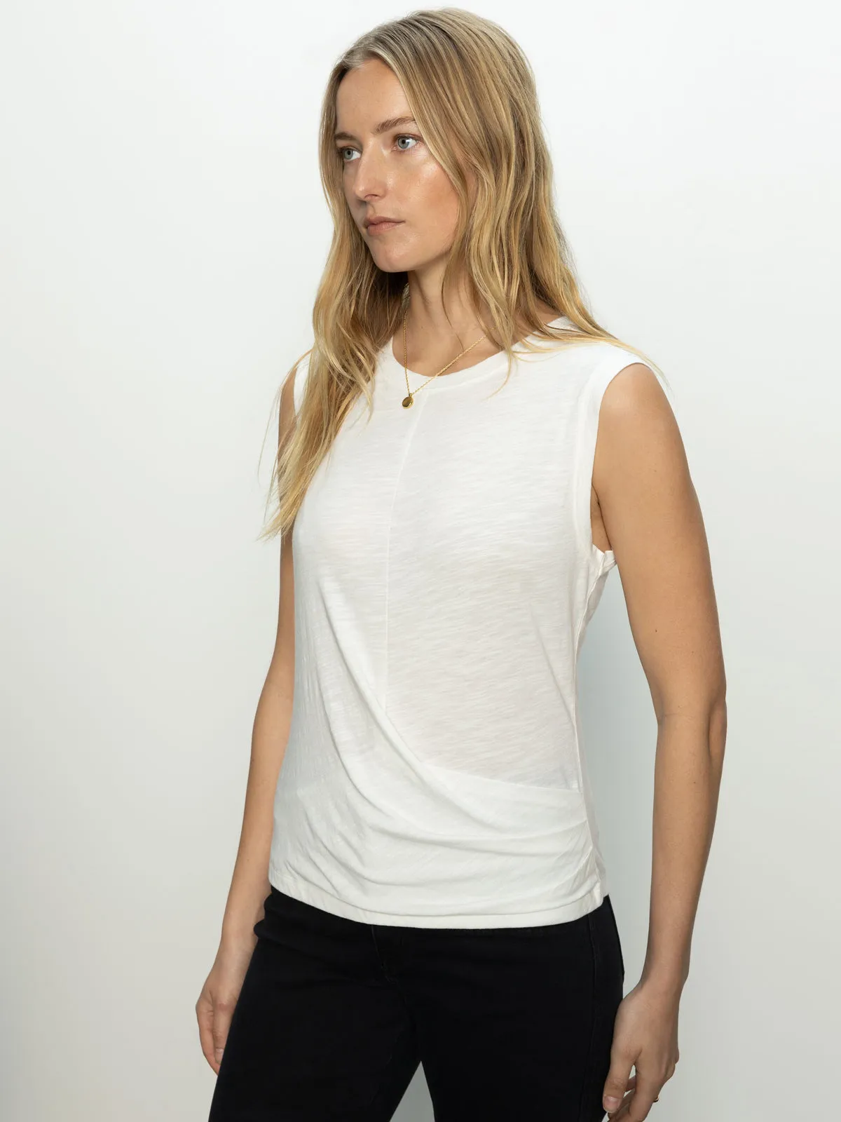 Warm Climate Draped Tank White