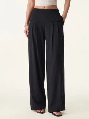 Drapey Bamboo Ponte Mid Rise Wide Leg Trouser with Pockets Weather Flex Stable Shape