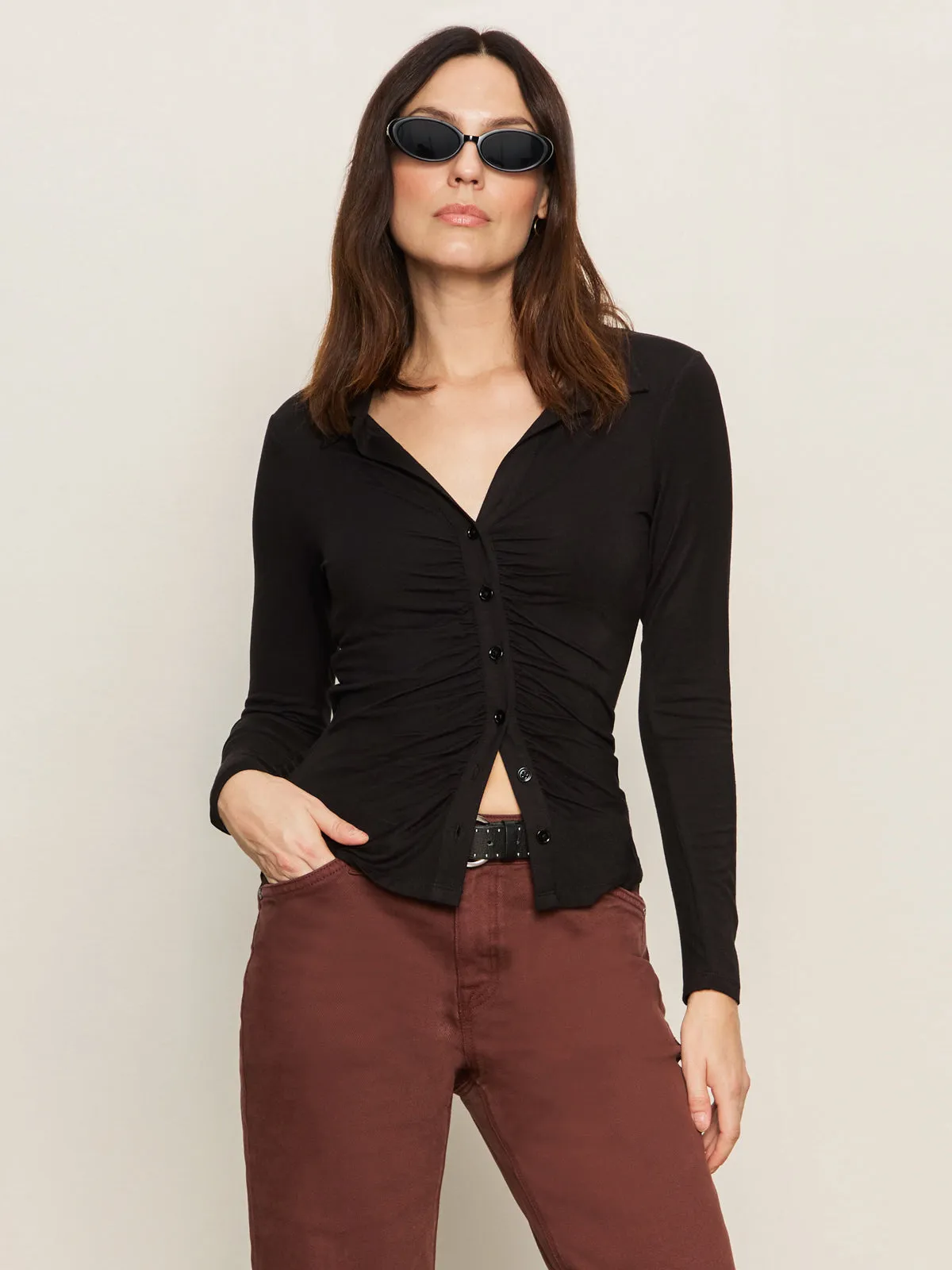 Dreamgirl Knit Button Up Top Black Unisex versatility homecoming