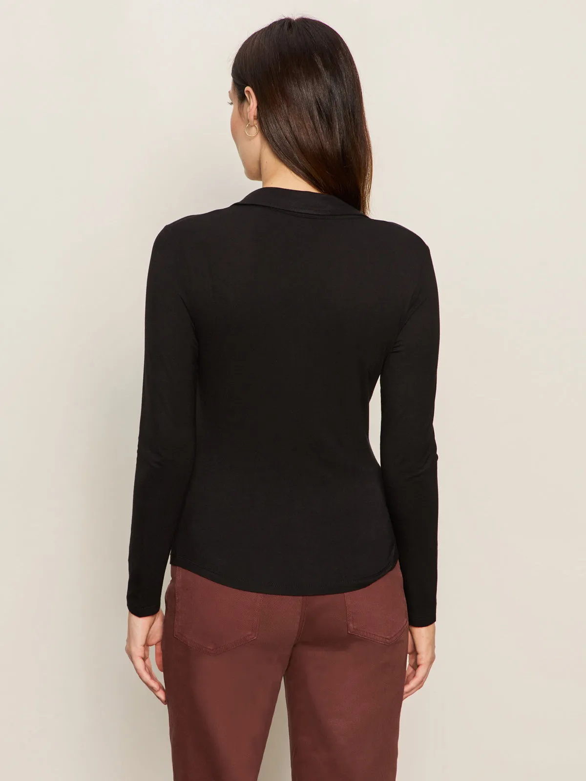 Dreamgirl Knit Button Up Top Black Comfy Top color blocking