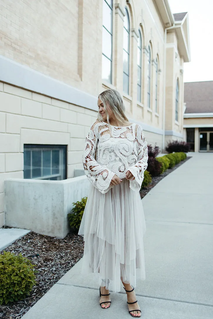 Dreamweaver Crochet Top - FINAL SALE AdjustableNeckline Layered Placket Design