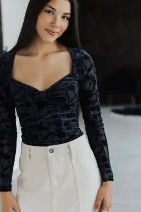 RibbedTrim ReinforcedHem Astr Ren Velvet Burnout Top Lux Collection - FINAL SALE