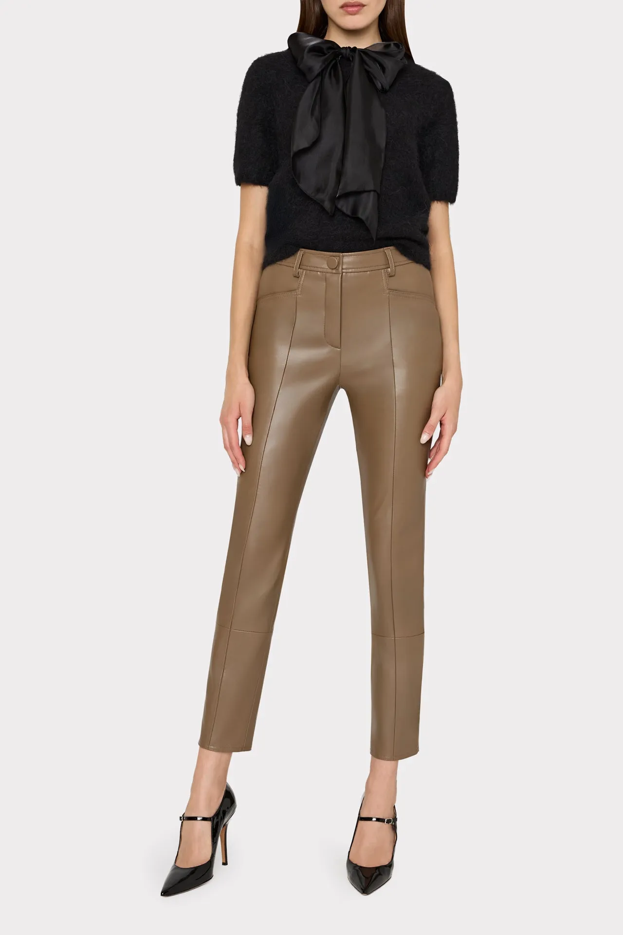 Reinforced Seam Technique Eco Friendly Dye Bow Short Sleeve Sweater