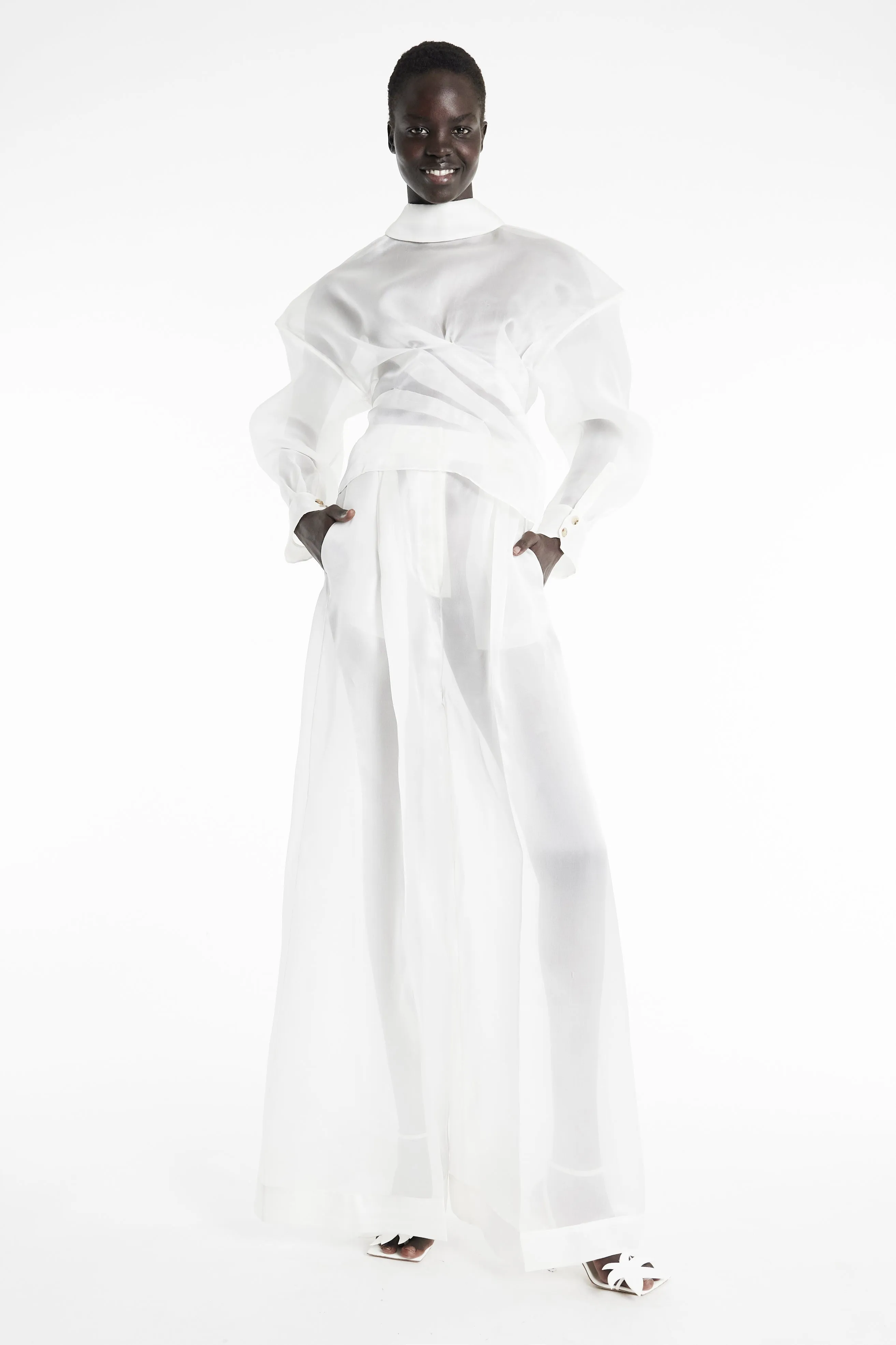 Sustainable Cotton Organza Twisted Shirt White