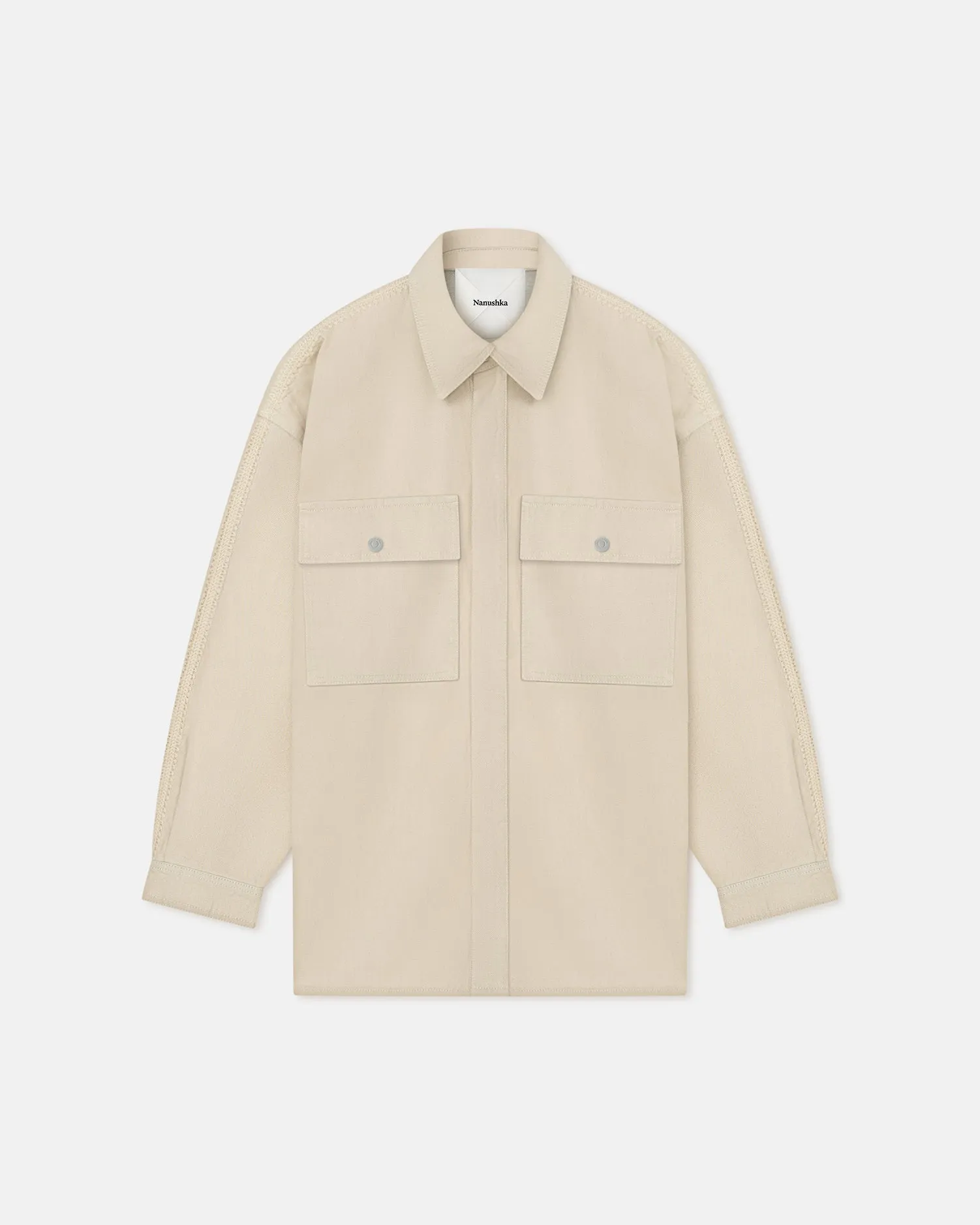 Mariann - Oversized Denim Shirt - Beige Compression wear