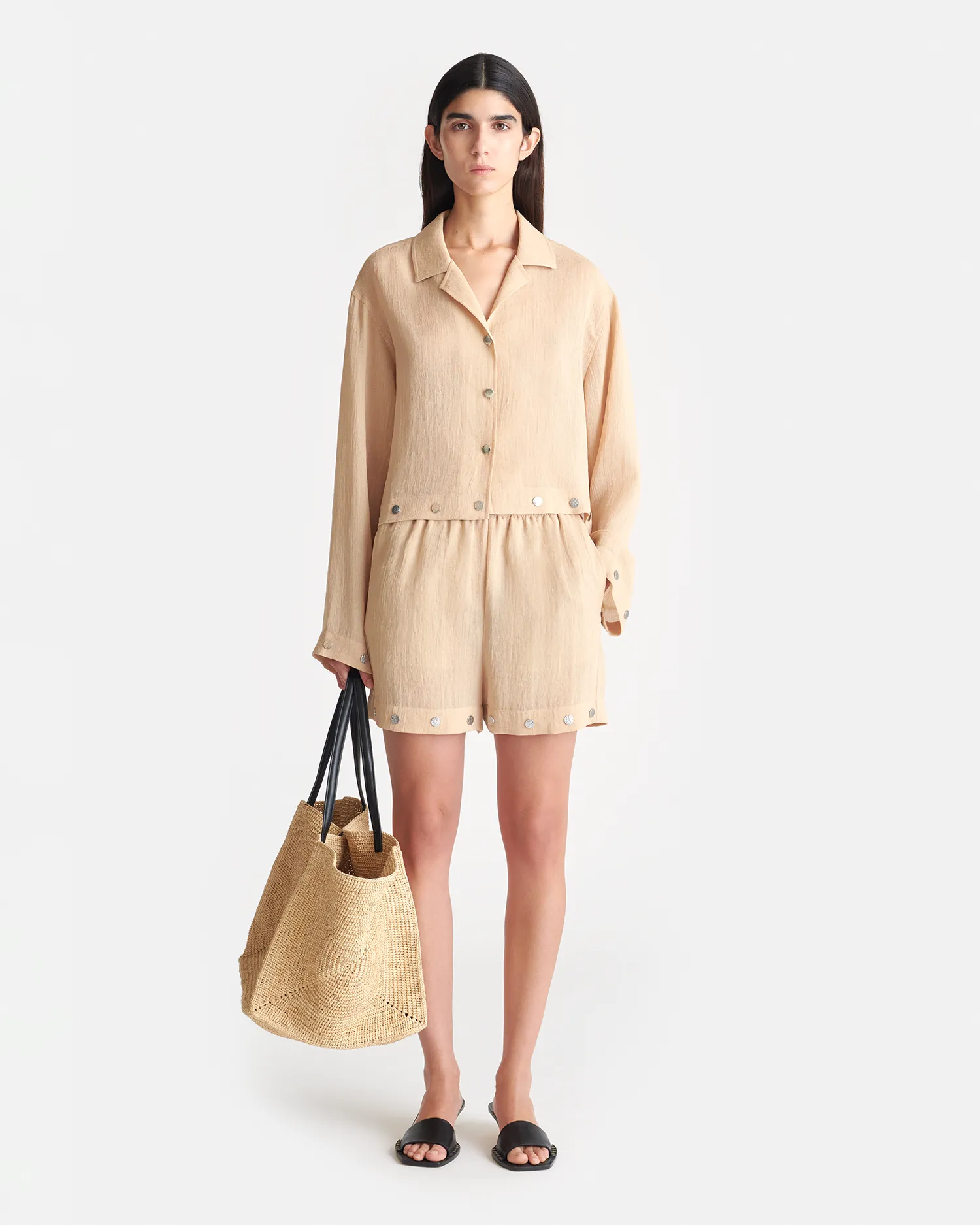 Dylla - Studded Gauze Shorts - Wax Tear Resistant Fabric