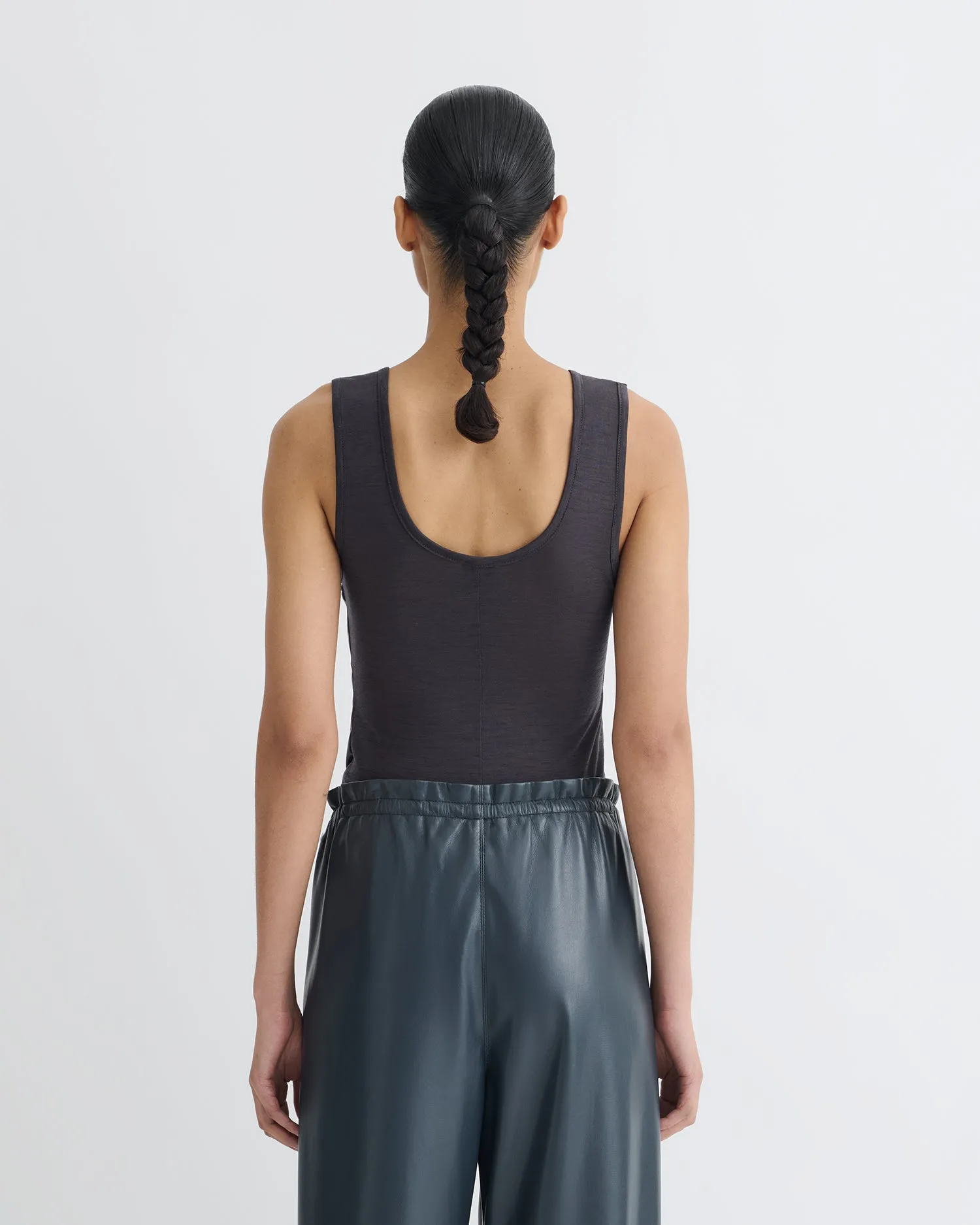 Anesa - Okobor? Alt-Leather Top - Steel Blue/Grey Multi Panel Cut MoistureWickingTechnology