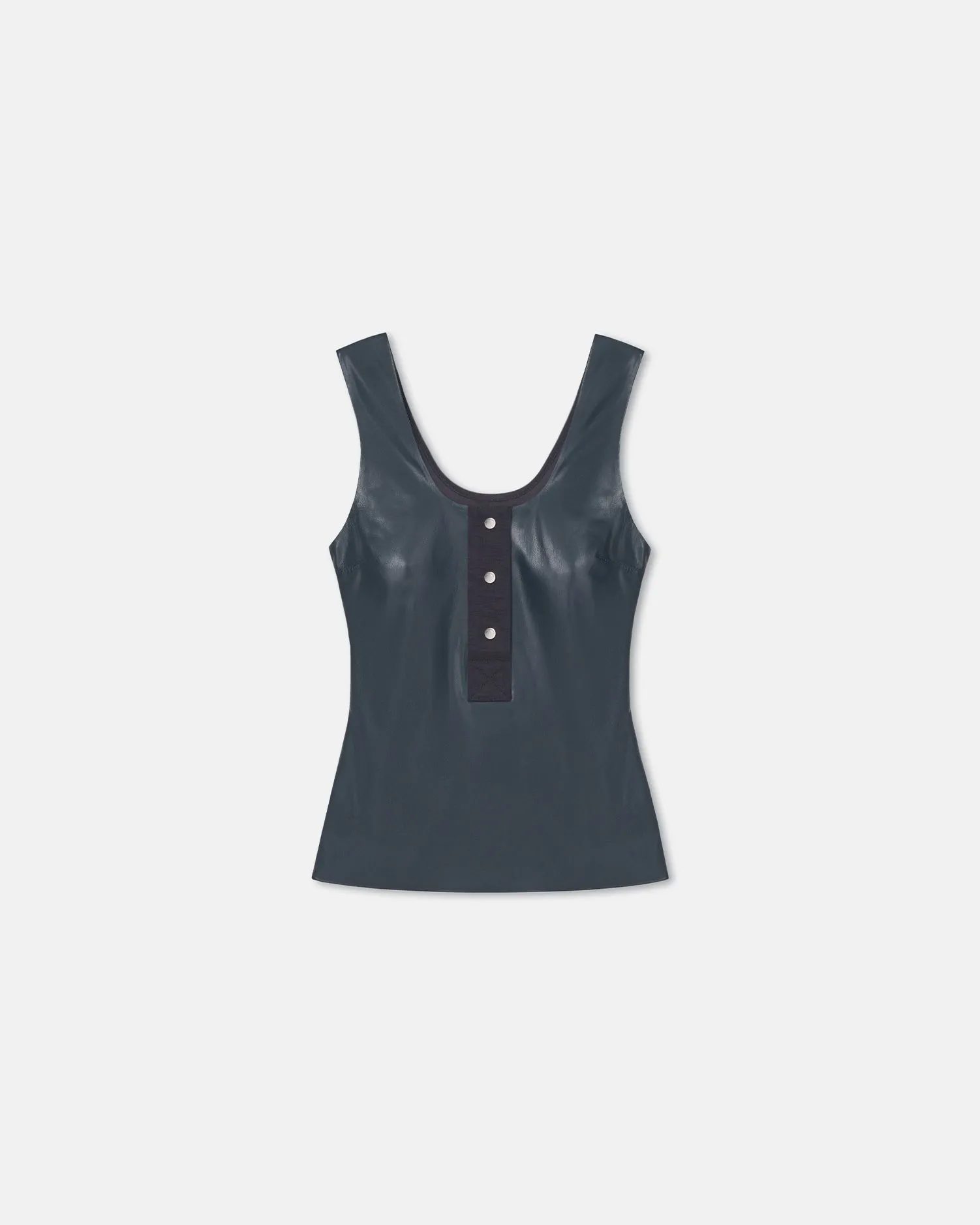 Anesa - Okobor? Alt-Leather Top - Steel Blue/Grey FlatlockSeams