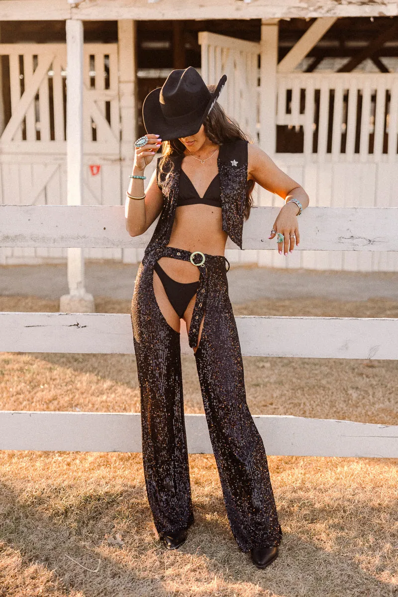 RibbedTrim East n West Wilder Chaps - Black