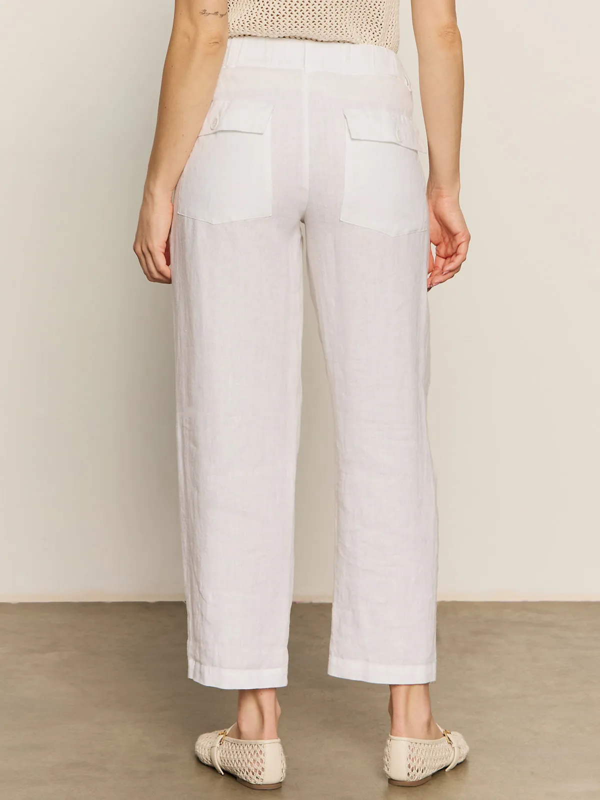 Seasonal Trend Swim Moisture Wicking Swim Relaxed Linen Cruiser Semi High Rise Pant Bleached White