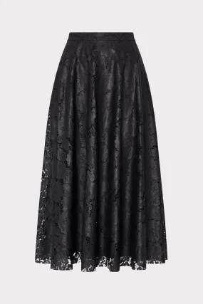 Classic Crewneck Design Otha Textured Lace Midi Skirt