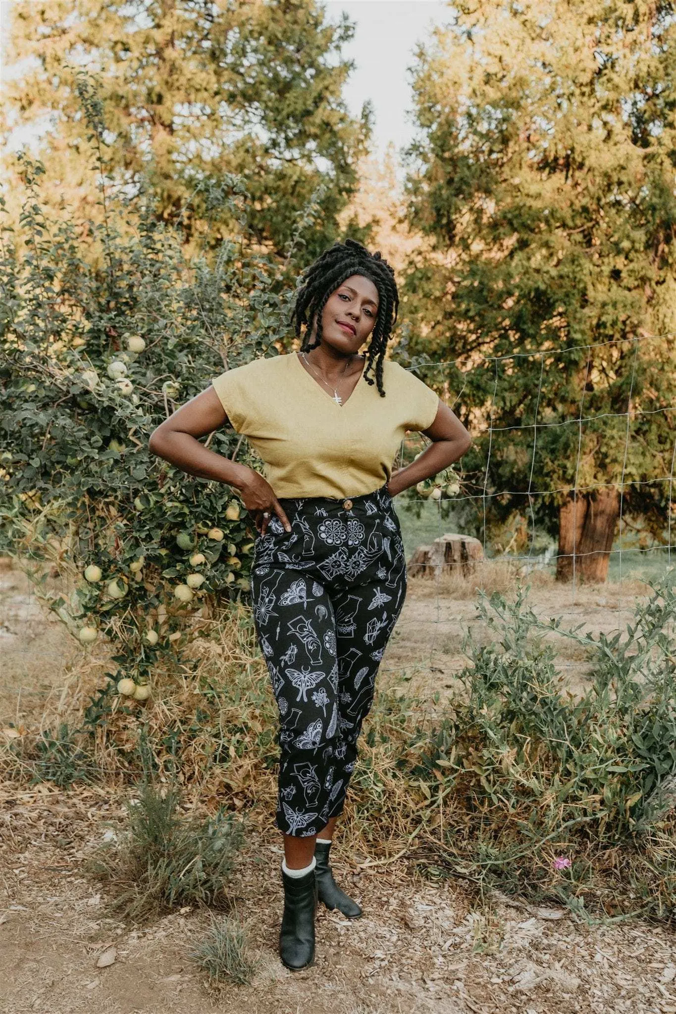 Lightweight Comfort Dolman Top in Mustard Linen